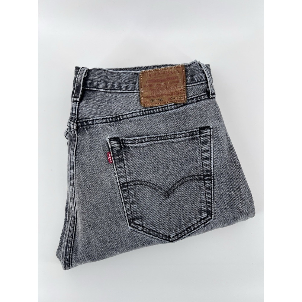 Levis 501 Jeans Mens Size 34x31 Grey Button Fly Straight Leg Classic Denim Pants